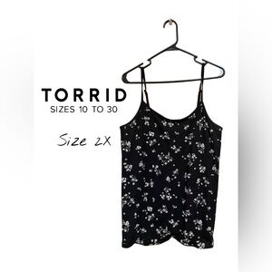 🖤 Torrid Foxy Cami 2X Black White Floral Whimsigoth Tank 🖤